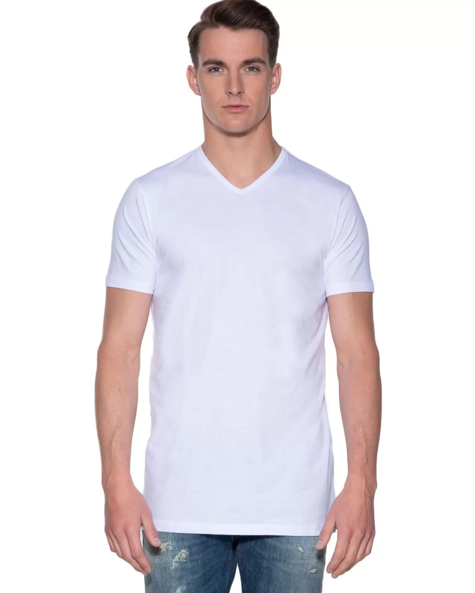 Regular Fit Extra Long T-Shirt V-Hals>Slater Discount